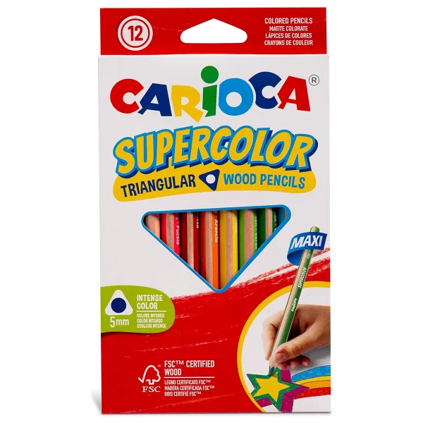 Carioca Supercolor Maxi Üçgen 12'li Kuru Boya Seti