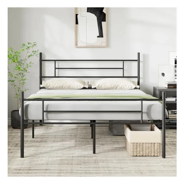 CNDHome Metal Karyola Hsn Metal Karyola Siyah Renk, Çift Kişilik, Ölçü Seçenekli