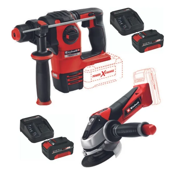 Einhell Herocco 18V Kırıcı Delici Te-Ag 18/115 Avuç Taşlama 2X4.0AH Akülü Set