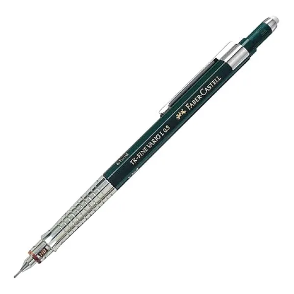 Faber-Castell Vario Lüx Versatil Kalem, 0.5 mm Uç, Sertlik Ayarlı Metal Uç, Silgili, Ergonomik Tutuş, Yeşil