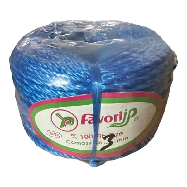 Favori İp Halat FH03 PP Naylon Burgulu Örgü Çamaşır İpi - Mavi - 100 Metre - 1 Adet