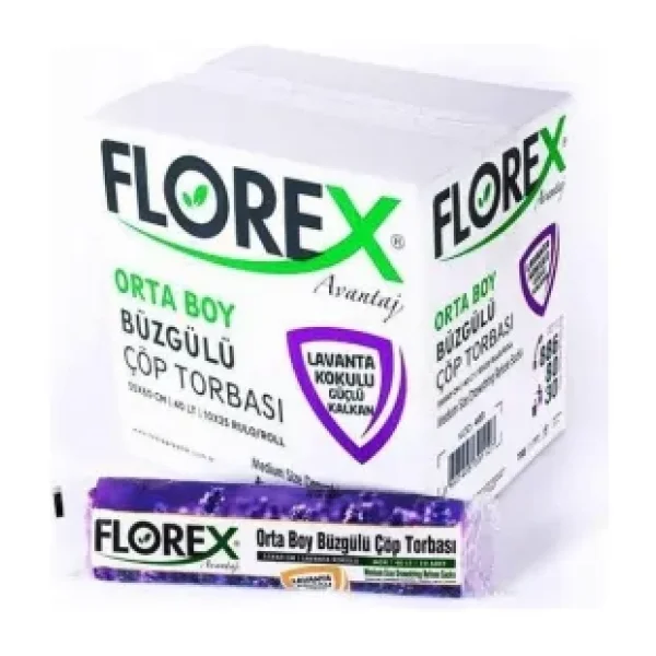 Florex Lavanta Kokulu Büzgülü Orta Boy Çöp Poşeti 10'lu 25 Adet