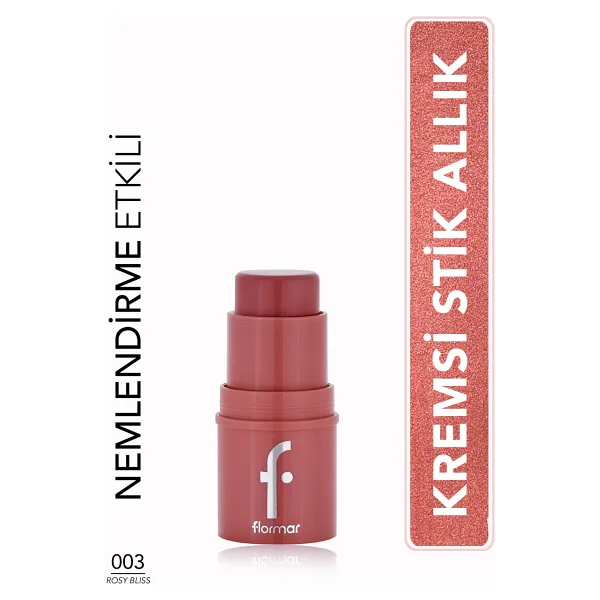Flormar To Go Nemlendirici & Işıltılı Kremsi 003 Rosy Bliss Stick Allık