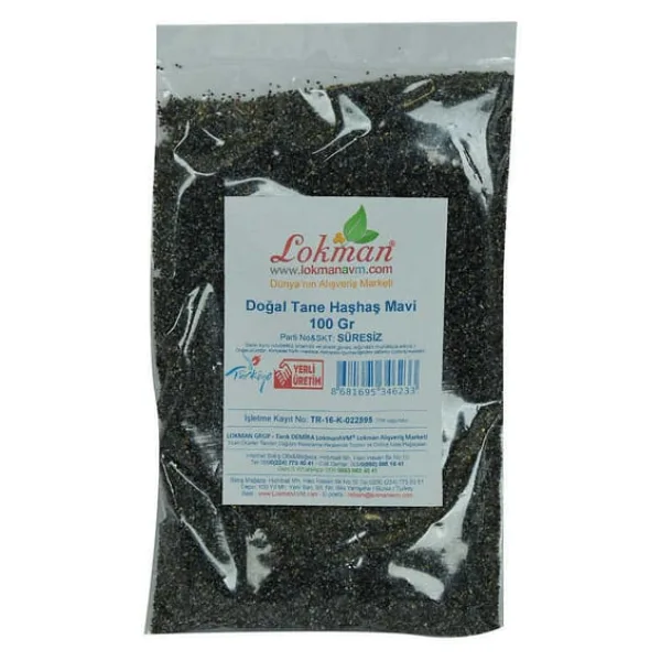 Haşhaş Tohumu Mavi Doğal Tane 100 Gr Paket