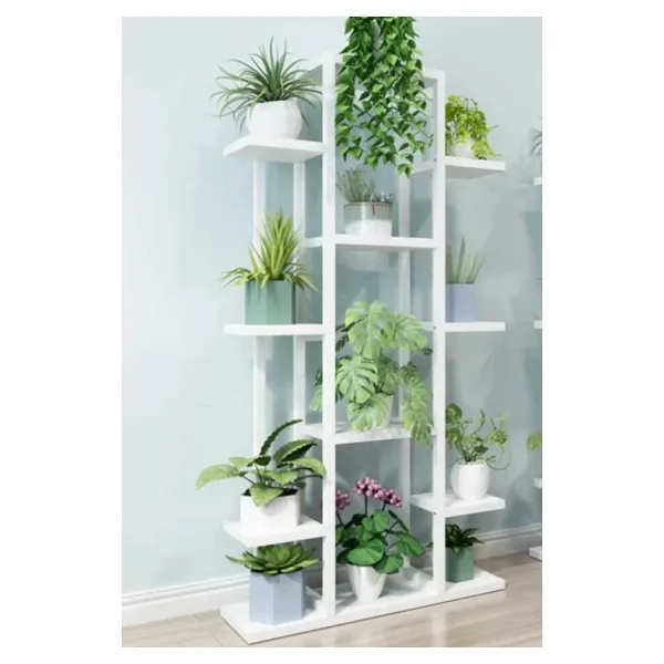 Hitit Dekorasyon Mion Metal/ahşap Saksılık&çiçeklik Beyaz