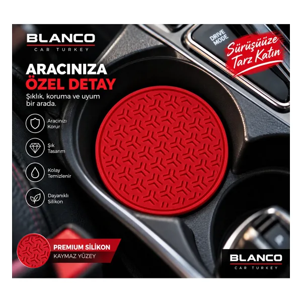 Home Üniversal Araba Bardak Altlığı Silikon Araç İçi Bordo Renk 65 mm 2 ADET