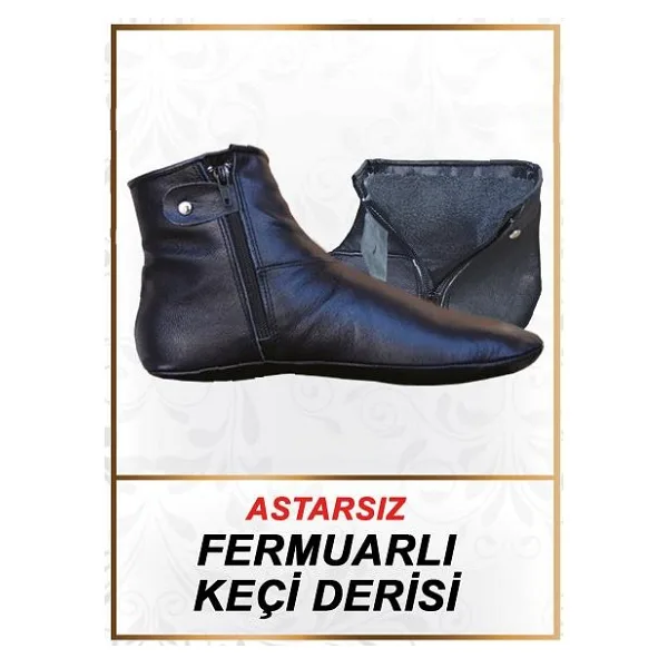 İslam Yayın Mest Keçi Derisi Kışlık Mest Içi Astarsız Mest Tek Fermuarlı Mest - 41 - 0TB-Siyah