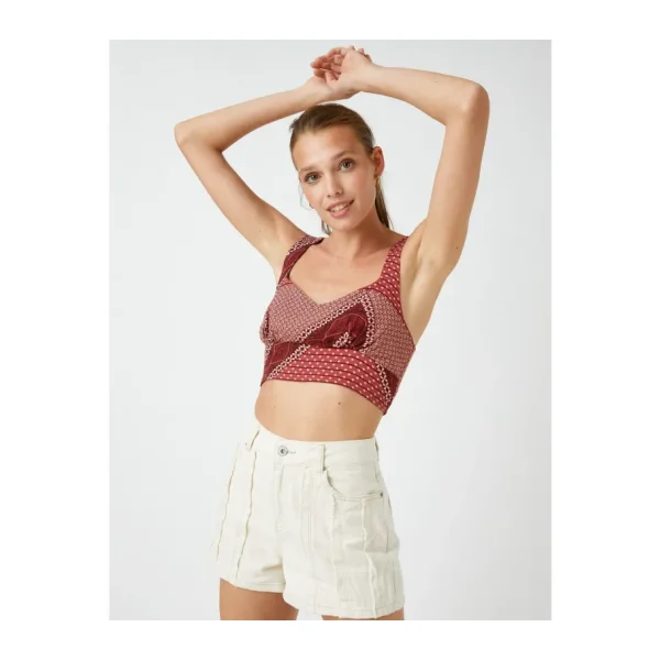 Koton Askılı Crop Atlet - Bordo - 34