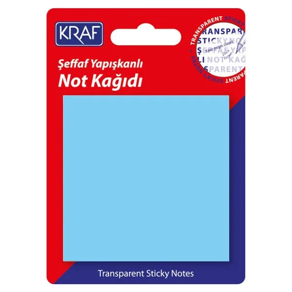 Kraf Yapışkanlı Şeffaf Not Kağıdı 76X76 Mm 50 Yp Transparan Mavi