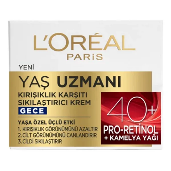 L'Oreal Paris Yaş Uzmanı 40+ Kırışıklık Karşıtı Sıkılaştırıcı Gece Kremi 50 ml