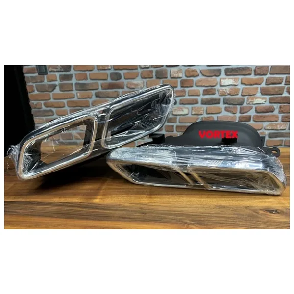 Mercedes - Arka Egzoz Ucu Set C63 Gümüş Renk W205 2014- -
