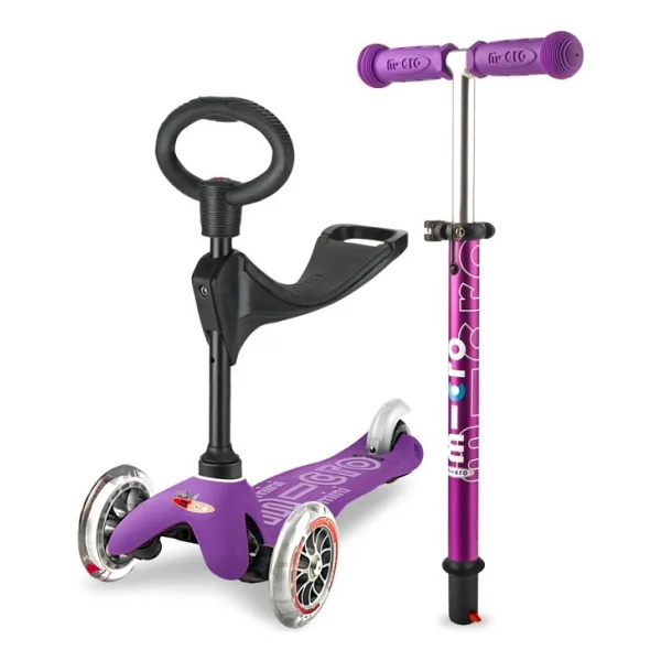 Micro Mini 3 in 1 Deluxe MMD012 Mor 3 Tekerlekli Oturaklı Çocuk Scooter