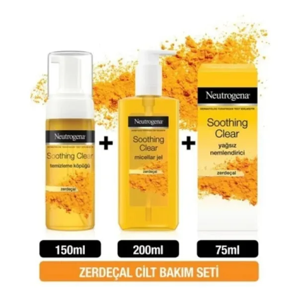 Neutrogena Soothing Clear Köpük 150 ml + Micellar Jel 200 ml + Yağsız Nemlendirici 75 ml