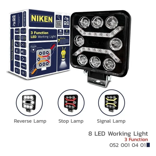 Niken Çalışma Lambası Pro 8 Ledli Kare 3 Fonksiyonlu
