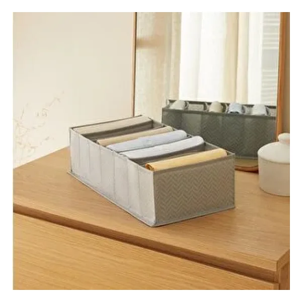 Ocean Home Textile 7 Bölmeli Gri Balıksırtı Çekmece Düzenleyici 22 X 41,5 X 12 Cm
