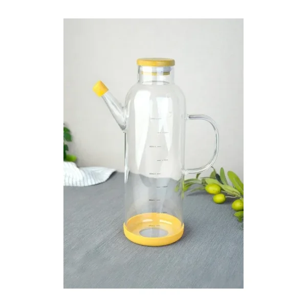 Paçi Alisa Bambu Kapaklı Silindir Borosilikat Yağlık - 1000 ml