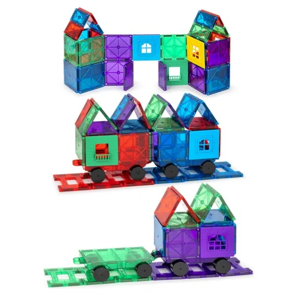 Playmags 50 Parça +6 Parça Ekstra Manyetik Blok Set I Renkli ve Dayanıklı Araba Dahil STEM Eğitici Oyuncak Motor Becerilerini ve Yaratıcılığı Destekler