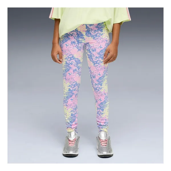 Puma Aop High Waist Kız Çocuk Tayt - Yeşil - Mor
