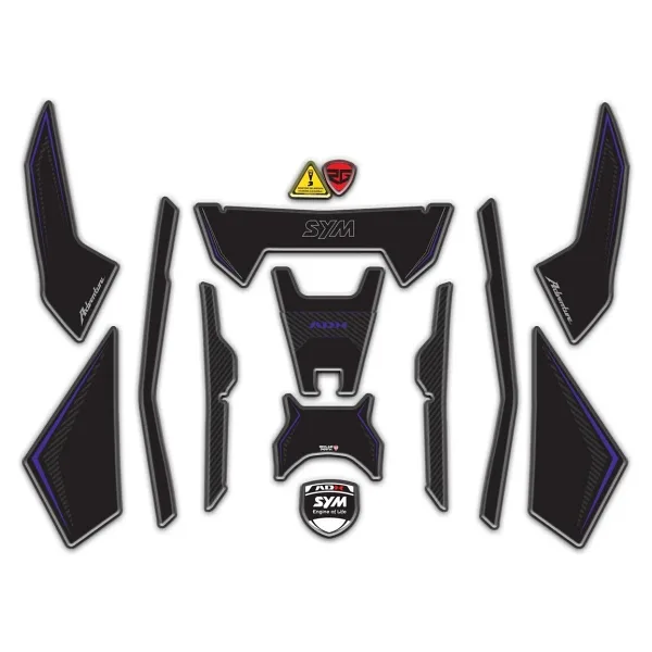 Redline Grafik SYM ADX 125 Uyumlu Tank Pad Seti Siyah Mor
