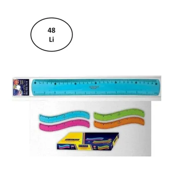 Rubenis Flexible Esnek Silikonlu (Kırılmaz) Cetvel 30 cm 48'li