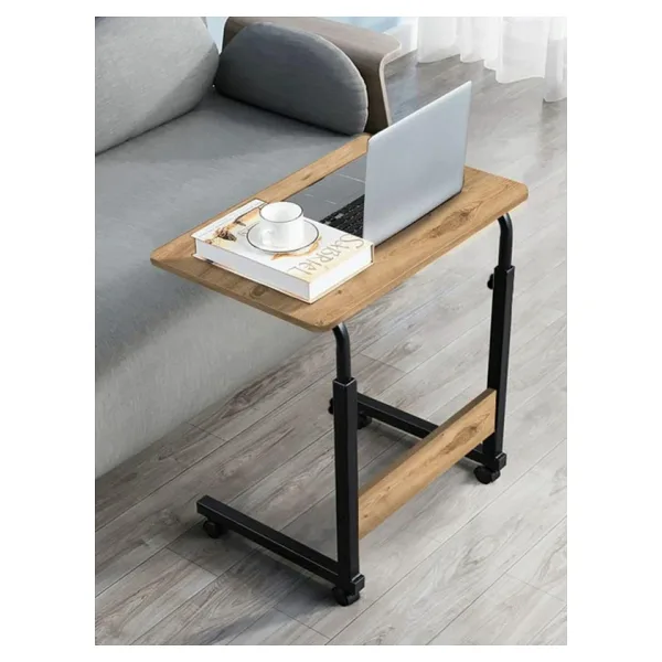 sekizincicaddedizayn Yükseklik Ayarlı Laptop Sehpası Ve Çalışma Masası - Atlantik Çam (TEKERLİ) 60x40 Oval Kenar