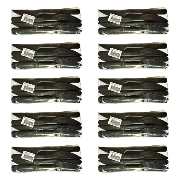 Siyah Plastik Bıçak - Parti Davet Piknik Yemek Bıçağı - 18 Cm. - 100'Lü 10 Paket