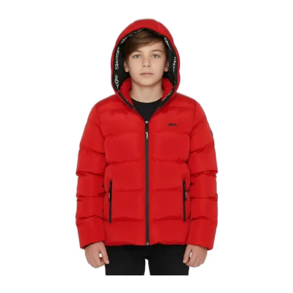 Slazenger Neons Kapüşonlu Kırmızı Çocuk Şişme Mont