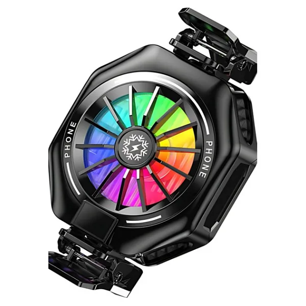 Telefon Soğutucu Fan Radyatörlü Magsafeli ve Aparatlı 27W Power 3 Farklı Derece Ayarlı Rgb Işıklı Fan - Renkli - LUX