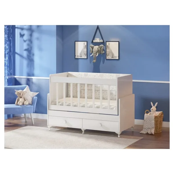 Temosan mobilya Anne Yanı, Çekmeceli, Sallanır Beşik 60 X 120 - Beyaz