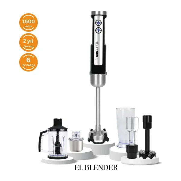 Tigrecook HE-2075 1500 W Öğütücülü El Blender Seti