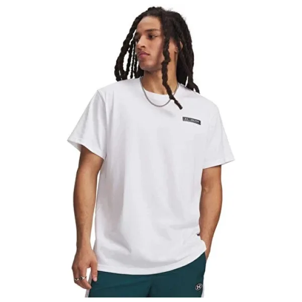 Under Armour Heavyweight Armour Label 1382831-100 Beyaz Kısa Kollu Bisiklet Yaka Erkek Tişört
