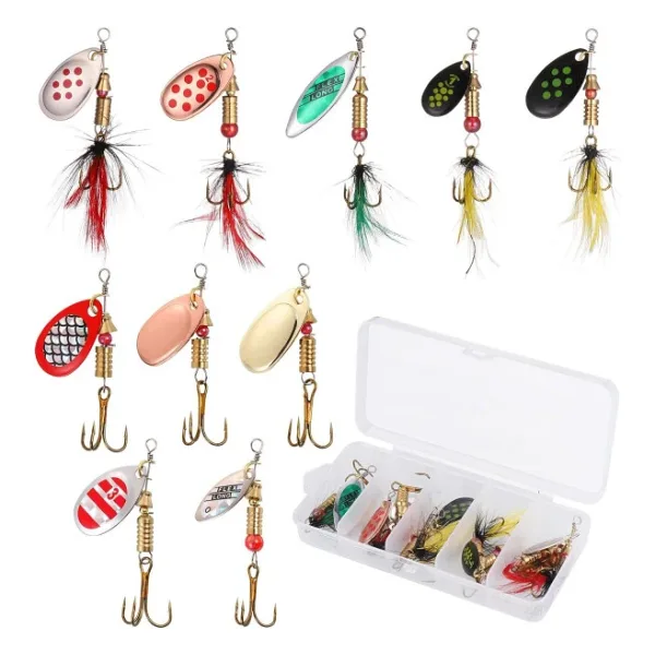 Valkyrie 10 Adet Kutulu Fly Spinner Bait Yem Zoka Seti Döner Tip Tatlı Tuzlu Sinek Olta