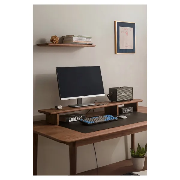 viveres Triwood Ceviz Rengi - 3 Ayaklı Ahşap Bilgisayar Standı, Ekran Ve Monitör Yükseltici (100X19 CM)