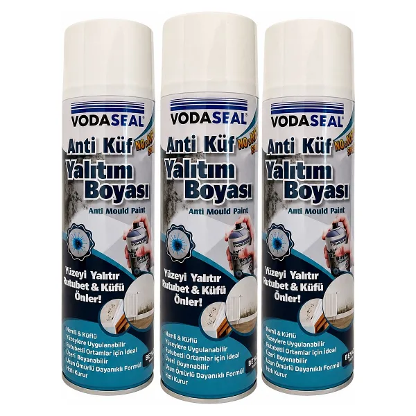 Vodaseal Anti Küf Yalıtım Boyası Beyaz Sprey 500 ml - 3'lü Paket - Banyo Mutfak Nem ve Küf Önleyici
