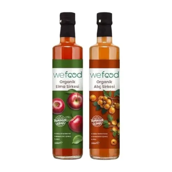 Wefood Organik Alıç Sirkesi 500 Ml + Organik Elma Sirkesi 500 Ml