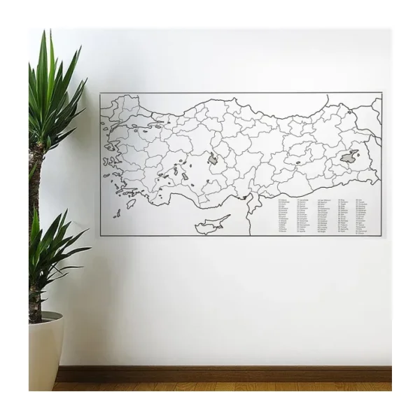Xnews Yazılabilir Türkiye Haritası Manyetik Duvar Stickerı 110 x 56 cm